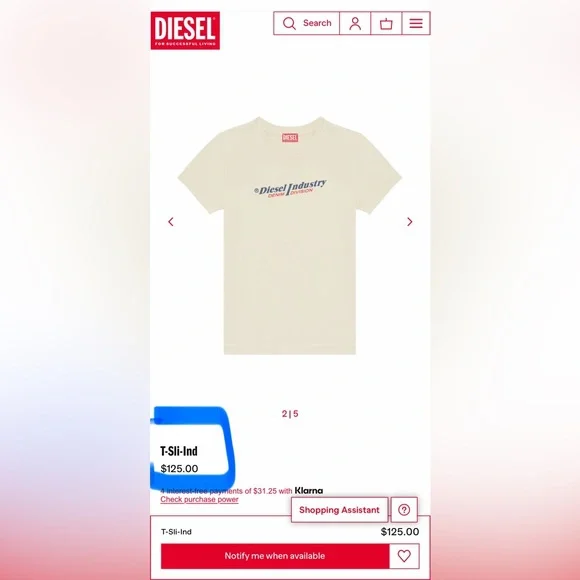 🔥 DIESEL ✅ White Graphic Men's Tee Slim Fit Shirt Diesel Industry Denim Division - Picture 11 of 11